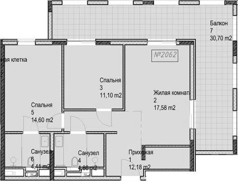 Планировка 3Е-к.кв