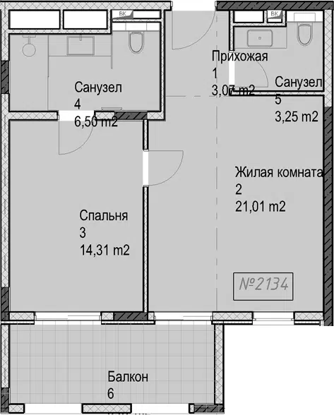 Планировка 2Е-к.кв