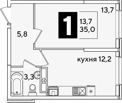Планировка 1-к.кв