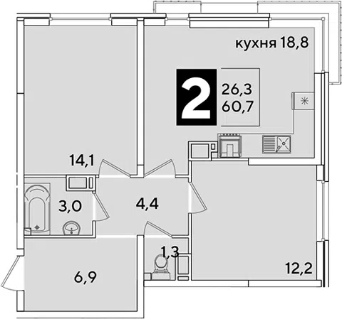 Планировка 3Е-к.кв