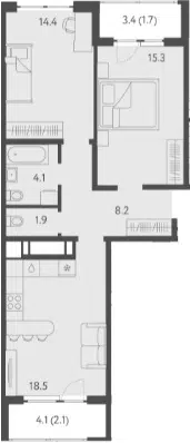 Планировка 3Е-к.кв