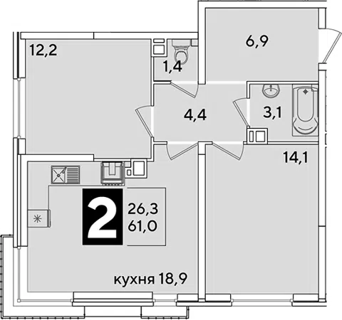 Планировка 3Е-к.кв