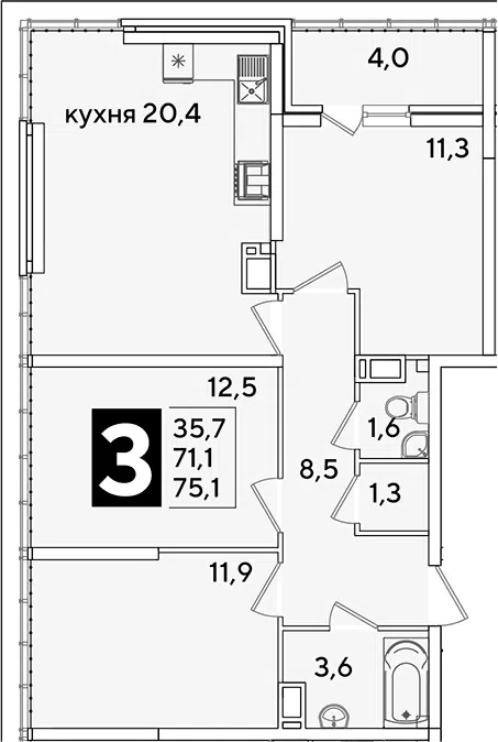 Планировка 4Е-к.кв