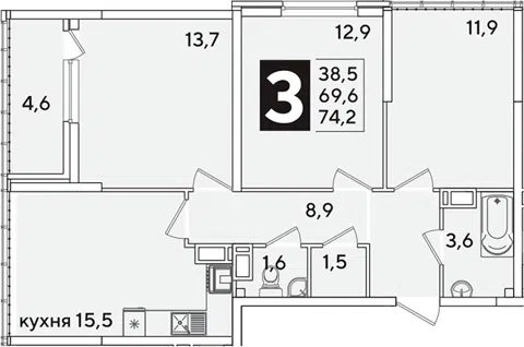 Планировка 4Е-к.кв
