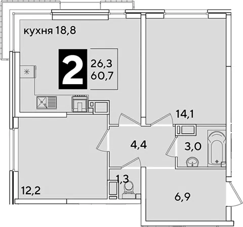 Планировка 3Е-к.кв
