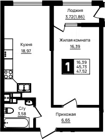 Планировка 1-к.кв