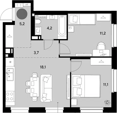 Планировка 3Е-к.кв