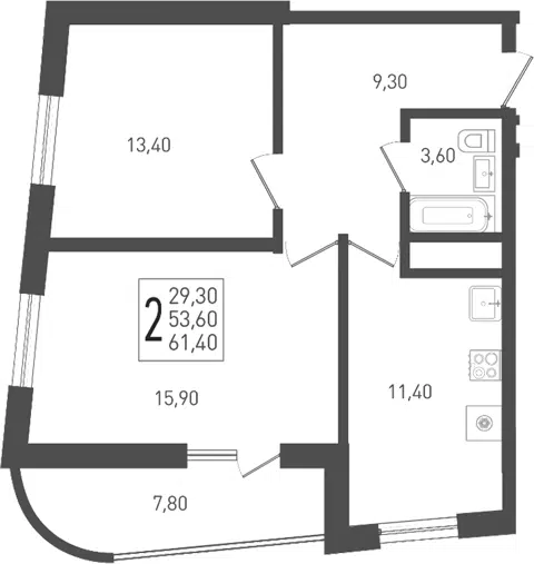 Планировка 2-к.кв