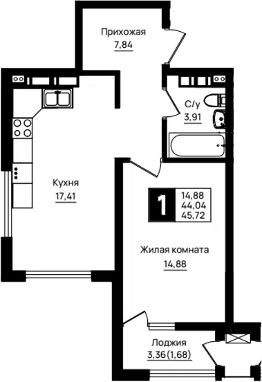 Планировка 1-к.кв