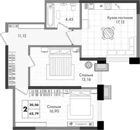 Планировка 3Е-к.кв
