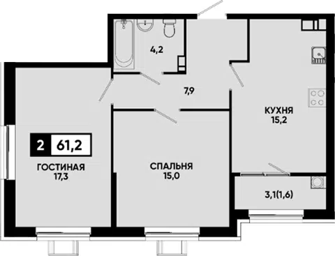 Планировка 2-к.кв