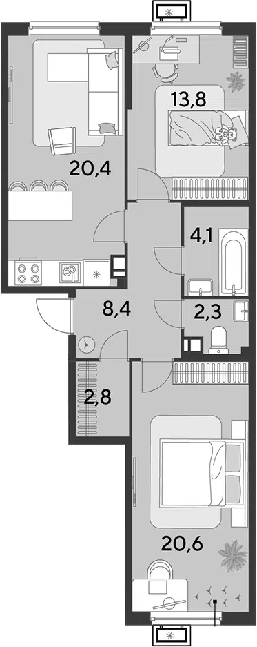 Планировка 3Е-к.кв