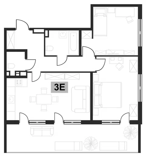 Планировка 3Е-к.кв