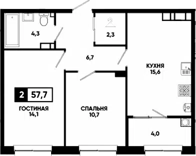 Планировка 2-к.кв