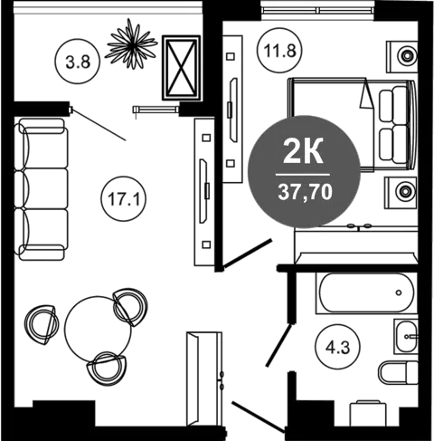 Планировка 2Е-к.кв