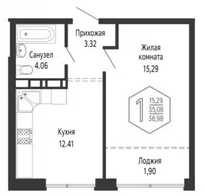 Планировка 1-к.кв
