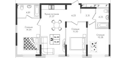 Планировка 4Е-к.кв
