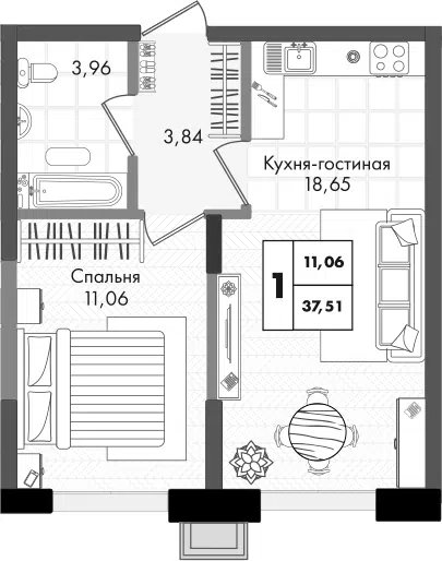 Планировка 2Е-к.кв