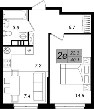 Планировка 2Е-к.кв