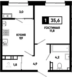 Планировка 1-к.кв