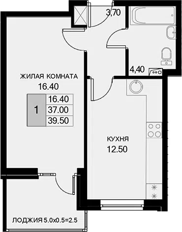 Планировка 1-к.кв