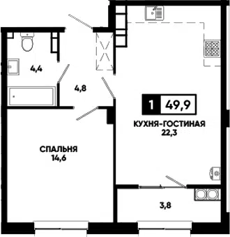 Планировка 1-к.кв