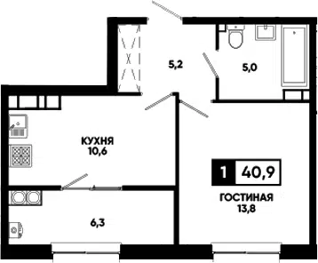 Планировка 1-к.кв
