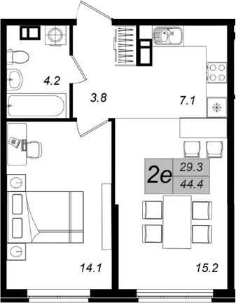Планировка 2Е-к.кв