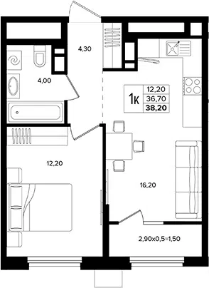 Планировка 2Е-к.кв
