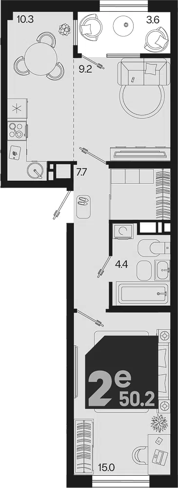 Планировка 2Е-к.кв