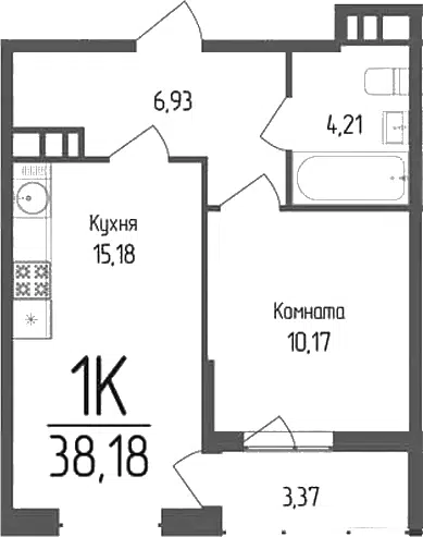 Планировка 1-к.кв