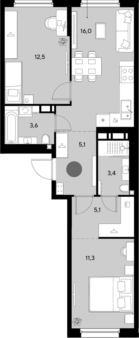 Планировка 3Е-к.кв