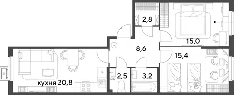 Планировка 3Е-к.кв