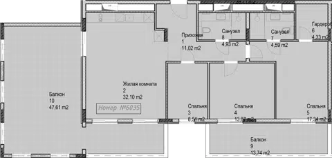 Планировка 3-к.кв
