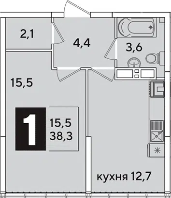 Планировка 1-к.кв