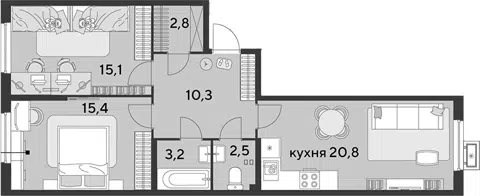 Планировка 3Е-к.кв
