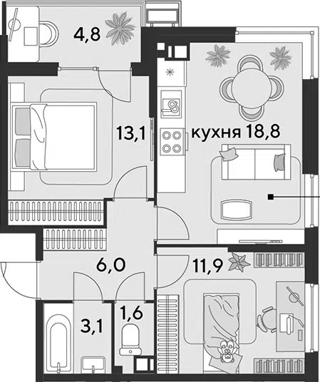 Планировка 3Е-к.кв