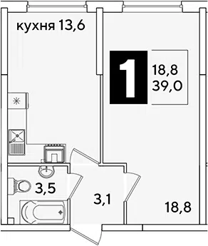 Планировка 1-к.кв
