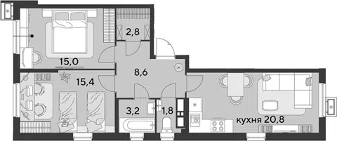 Планировка 3Е-к.кв