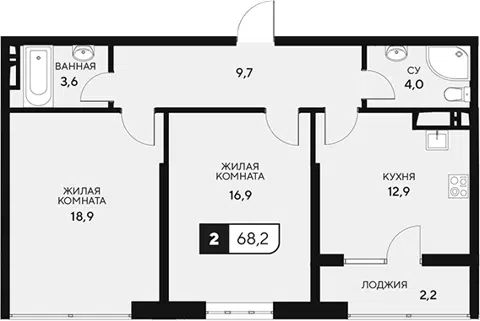 Планировка 2-к.кв