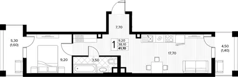 Планировка 1-к.кв