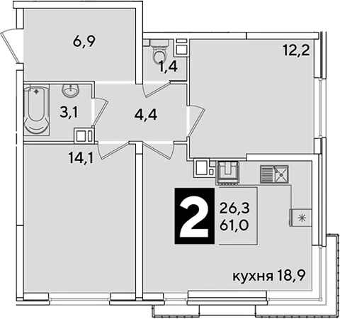 Планировка 3Е-к.кв