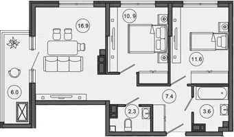 Планировка 3Е-к.кв