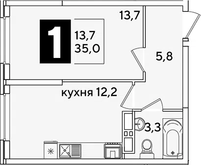 Планировка 1-к.кв