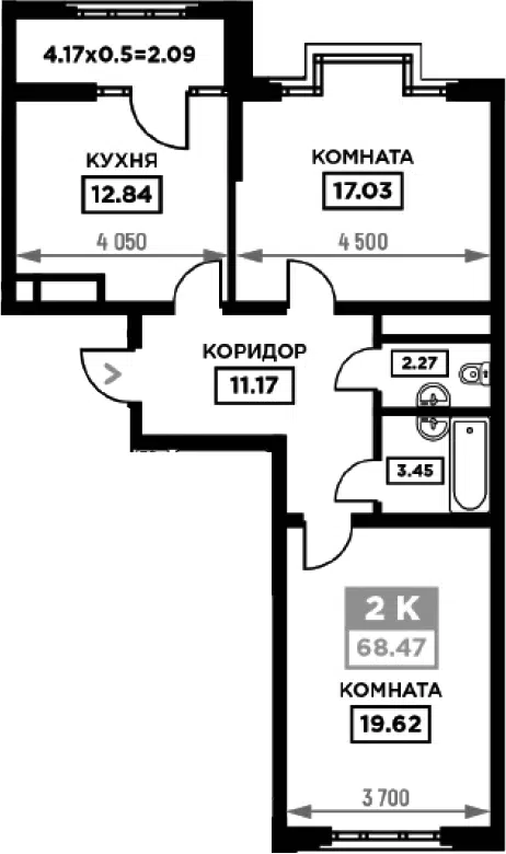 Планировка 2-к.кв