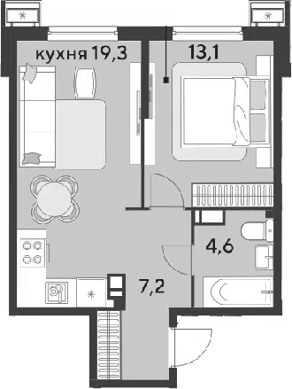 Планировка 2Е-к.кв
