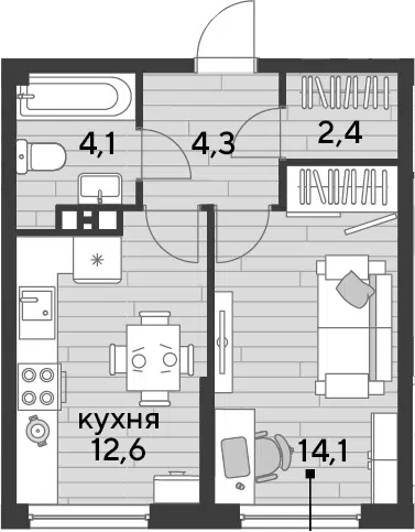 Планировка 1-к.кв