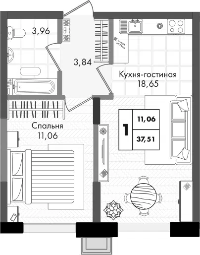 Планировка 2Е-к.кв