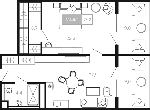 Планировка 1-к.кв