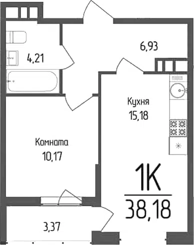 Планировка 1-к.кв
